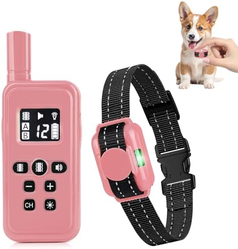 Smallest No Shock Dog Training Collar for Small Dogs 5-15lbs, Lightest Dog Vibration Collar with Controller 2000FT, Beep and Vibrate Only, Safety Lock,No Prongs,Pink