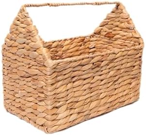 13.7” NAYA Shelf Basket with Handle, Handwoven Water Hyacinth Sto...