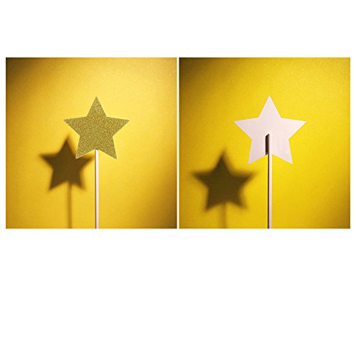 Bilipala Gold Star Cake Cupcake Decorations Toppers Picks Supplies, Appetizer Picks, 30 Counting #TOP2