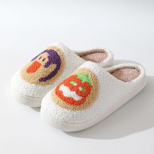 Halloween Pumpkin Slippers for Womens Mens Cute Cartoon Slippers Plush Warm Memory Foam Shoes2