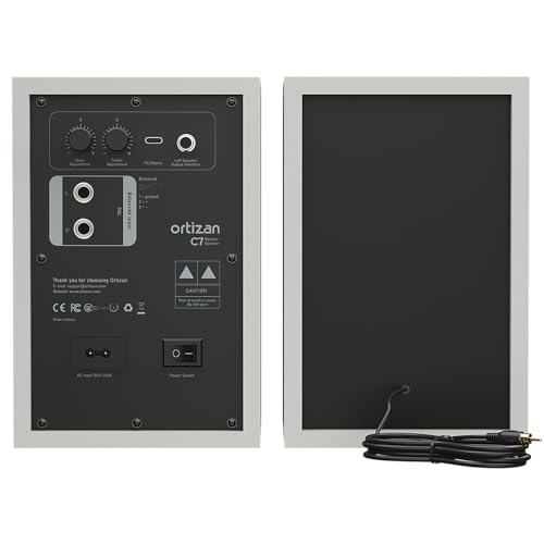 Image of Ortizan C7 Dual-Mode 2.0 Studio Monitors, Active Monitor Speakers for Near Field Music Production, Bluetooth 5.3 Wireless Computer PC Monitor Gaming Bookshelf Speakers(Pair, Beige)