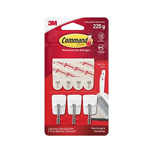 3M, Command, Gancho Adesivo para Utensílios, Branco, Mini, 3 unidades