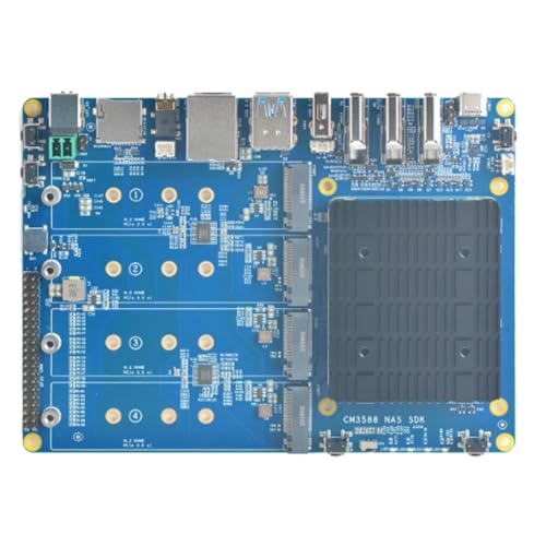 FriendlyELEC CM3588 NASキット 2.5G ロックチップ デーモンボード 4xPCIe3.0 4K/8K CM3588 NAS SDKキット 4 NVMe HDMI in (8GB RAM+64GB eMMC)