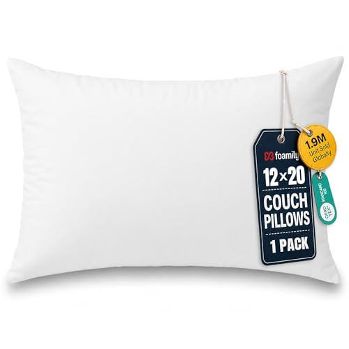 Image of Foamily Couch Pillows Inserts 12x20 Premium Decorative Pillows for Couch, Bed & Living Room, Soft Fluffy Throw Pillow Inserts for Home Decor