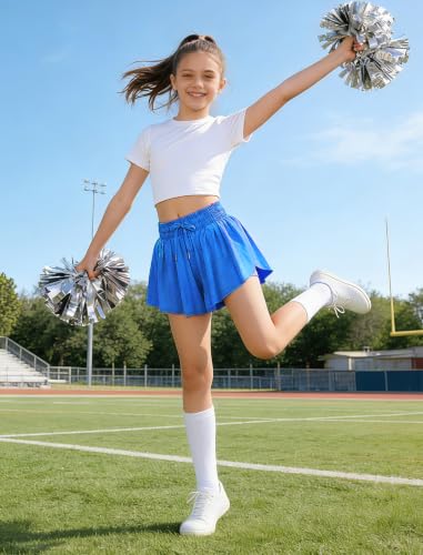 Image of EXARUS Girls Butterfly Shorts Athletic Flowy Cheer Dance Skorts Teen | Gymnastics Tennis Skirts Running Tween Flutter Sports Workout Youth 2 in 1 Gym Preppy Clothes Tumbling Outfis Kids 6-14Y