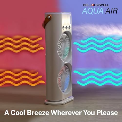 Image of Mini Cooler for Room Cooling AC Portable Mini Fan Artic Cooler with 7 Colors LED Light, 1 /2 /3 H Timer, 3 Wind Speeds and 3 Spray Modes for Office,Home,Dorm,Travel ( Double Fan)