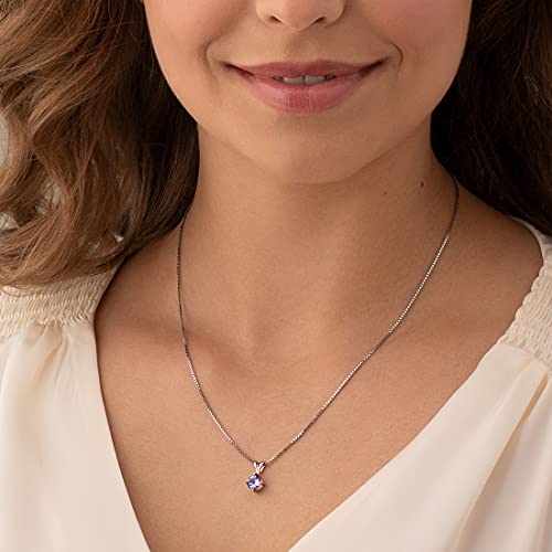 PEORA 14K White Gold Tanzanite Pendant for Women, Genuine Gemstone Classic Solitaire, 1 Carat Cushion Cut, 6mm, AAA Grade, Real Tanzanite Gold Necklace, Gift Idea Set, w/Jewelry Box2