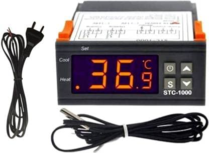STC 1000 Digital Temperature Controller Thermostat 110V Heating Cooling Relay NTC Sensor Incubator Multipurpose Controller Temperature + 2 Mtrs 2 Pin AC Power Cord