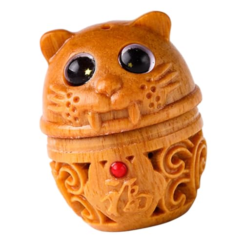 GLSTOY accesorios de llavero juguete decoración de escultura medallón mascota accesorios para tanques de ranas madera cordino tiger car talla de estatua de tigre encantos de tigre Sándalo