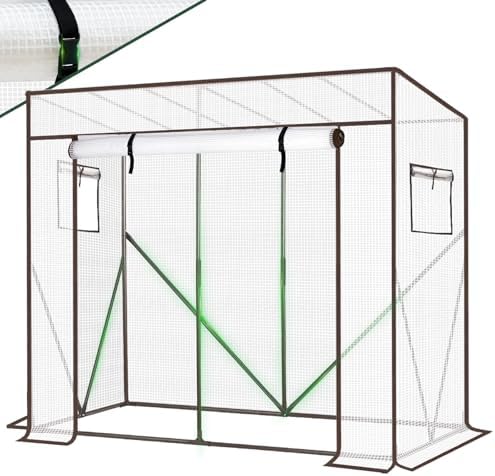 Sekey Gewächshaus Foliengewächshaus 200x170x77cm, Tomatengewächshaus, Weiß | Tomatenhaus Stabil, Gewächshaus Klein Tomatenhaus Balkon Outdoor - Stabil, Winterfest, Luftdurchlässig