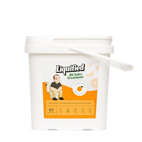 Liquified RV Toilet Treatment Drop-Ins - Prevents Tank Odors - Breaks Down Waste and Tissue - Septic Tank Safe - Matts RV Reviews - Orange Scent - 60 Treatments (60 1oz pods)