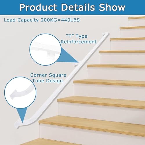 Rampe pour escaliers intérieurs blanche style industriel de 16ft