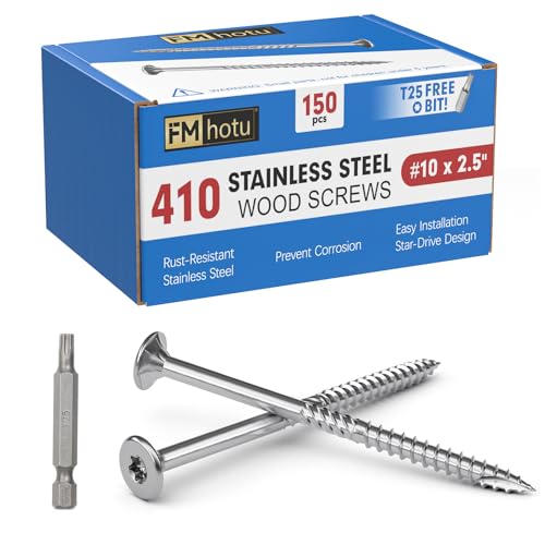 Image of #10 x 2.5 Stainless Steel Deck Screws, 150Pcs 410 Grade Stainless Steel