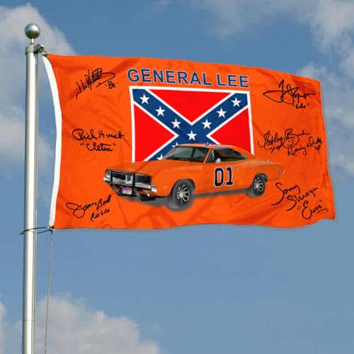 Nositacy Autographed Checkered Racing Flag General Lee # 01 Flag Banner 3x5Feet for Car Fans with Brass Grommets (Car)