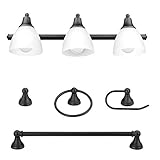 Globe Electric 51227 Jayden 5-Piece All-In-One Bathroom Set, Oil Rubbed Bronze, 3-Light Vanity Light...