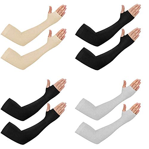 TENDSY UV Protection Cooling Arm Sleeves for Men & Women for Bike Riding/Running/Outdoor Activities (Combo of 4 Pairs, Free size, Multicolor-D2)