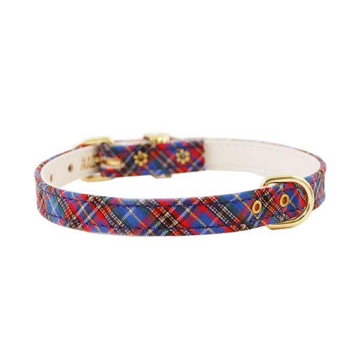 Pet Supply Imports Plaid Blue Scotch Adjustable Fancy Dog Collar, 16 Inch Neck