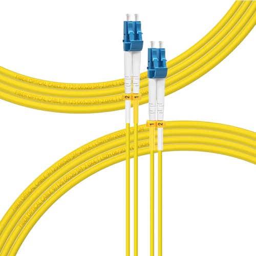 Image of FLYPROFiber- 50M-1Pack LC to LC Single Mode Fiber Patch Cable OS2, SM Fiber Optic Cable, SMF Singlemode Fiber Jumper Cord, Duplex, 9 /129um, Yellow, LSZH, 50M(164ft)-1Pack