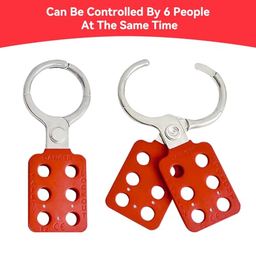 Image of Lock Out Tag Out Hasp,Red 1.5 inch Jaw Diameter Aluminum Lockout Hasp Tamper-Proof Padlock Hasp with Extended Jaw,Nylon Handle,Impact-Resistant(10 Pack)