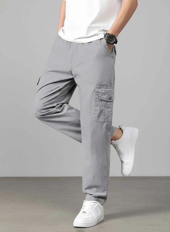 Image of Men's Cotton Cargo Pants | Stylish Multi-Pocket Casual Look-