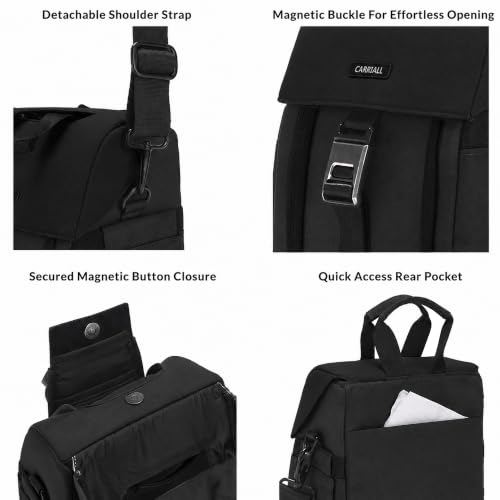 Image of Carriall Nova Lunch Bag for Office - Tiffin Bag with Bottle Holder & 6-Pocket Organizer | Spill-Resistant, Detachable Strap | 6.7L | Men & Women | Black