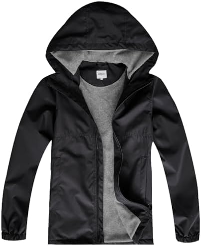 Boys Rain Jackets Waterproof Hooded fleece Raincoats Lightweight ...