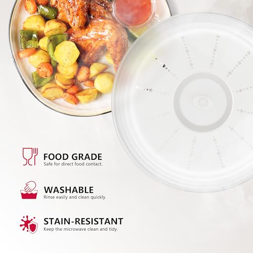 Image of WVM Microwave Splatter Cover Vented for Food with Hook Hole, Splatter Guard & Colander Kitchen Gadget for Food, Meal Prep, Clear, M(11 inchx3.26 inch)-Pack of 1