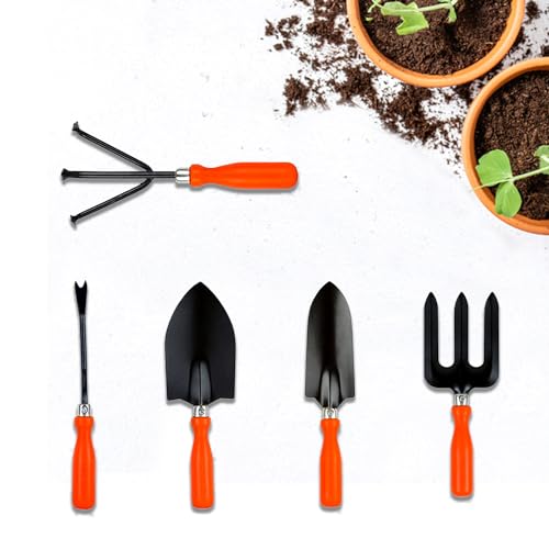 Image of Cinagro Garden Tools Kit (Set of 5) Weeder, Big and Small Trowel, Hand Fork, Cultivator | Gardening Tools Kit For Home Garden, Indoor Outdoor Gardening for Plants & Soil, Plant Tool Kit, Farming Tools