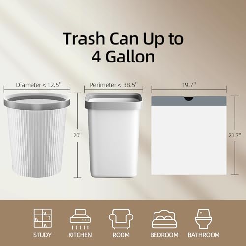 Image of KSSKSS 4 Gallon Mini Drawstring Trash Bags, Small Garbage Bags by KSSKSS, Code a fit 15-22 Liter, 4-6 Gal, White Trash Bin Liners for Home Office Kitchen Bathroom Bedroom, 120 Counts