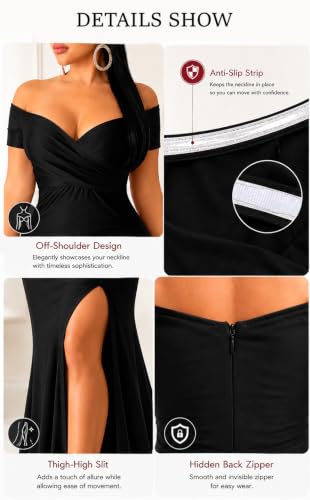 Image of Fooullaide Women Sexy Off Shoulder Elegant V Neck Wrap Formal Evening Gowns