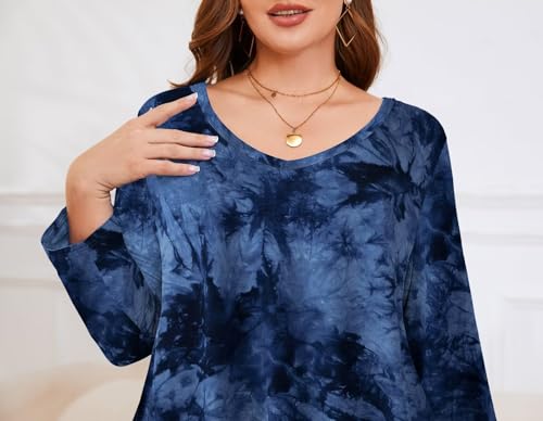 Image of LARACE Tunics 3 /4 Sleeve Plus Size Tops for Women V Neck Loose Fit Flowy Clothing for Leggings