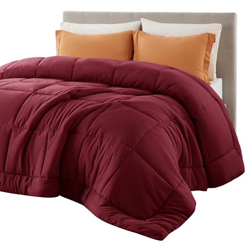 Image of Bedsure Comforter Duvet Insert - Quilted Comforters Queen Size, All Season Duvet, GentleSoft Down Alternative Bedding Blanket, with 8 Tabs, Gifts for Women /Men, Red, Queen 88 x 88 Inches
