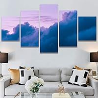 SIGNWIN 5 Panel Canvas Wall Art Modern Art Contemporary Landscape Multicolor Photography Relax/Calm Sky for Home Decorations Ready to Hang - 60