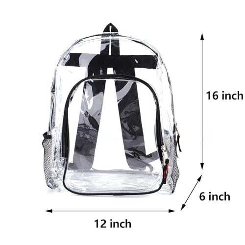 Image of JOMPARO Clear Backpack Transparent Clear Bookbag for Boys Girls Kids for School College Work, 16 inch Black
