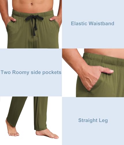 Image of CF Mens Pajama Pants Lightweight Bamboo Rayon Lounge Pants Soft Comfy Sleep Bottoms Long Pajama Pants with Pockets 2 Pack