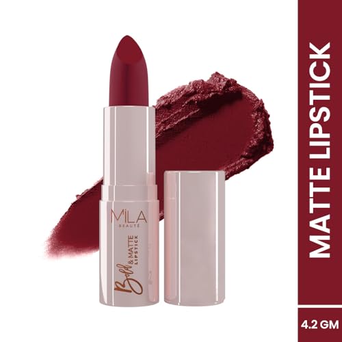 Image of Mila Beaute Bold & Matte Long-Lasting Lipstick | Highly Pigmented Soft Matte Finish | Lightweight & Hydrating with Jojoba Oil | Shade - (End Of Story 4.2g) (Pack of 2)