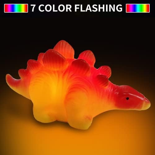 BOSOZOKU 6 Packs Light-Up Floating Dinosaur Bath Toys Set, for Baby Toddler Nephew in Birthday Great Water Bathtub Shower Pool Bath Toy for Children Preschool
