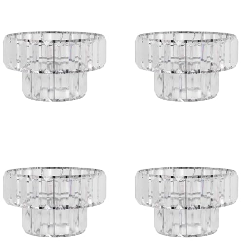 Crystal 2 Tier Ceiling Pendant Shade Clear Acrylic Droplet Lampshade with Chrome Finish Easy Fit Light Cover for Bedroom,Hallway or Dining Room (H 18.5cm X w 27cm) Assorted Packs (Clear, Pack of 4)
