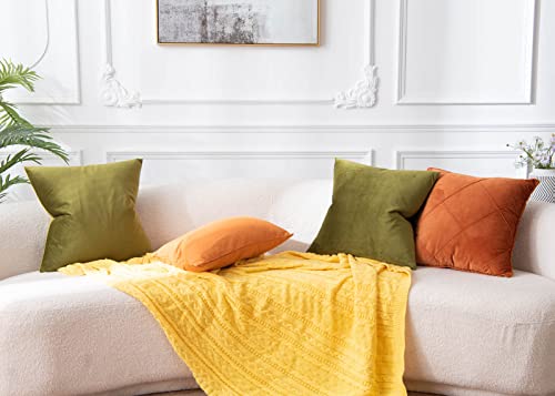 Image of JUSPURBET 18x18 Decorative Velvet Throw Pillow Covers Set of 2,Olive Green | Modern Soft Velvet Cushion Covers Cases with Hidden Zipper for Couch Sofa Bed Living Room Bedroom Home Decor