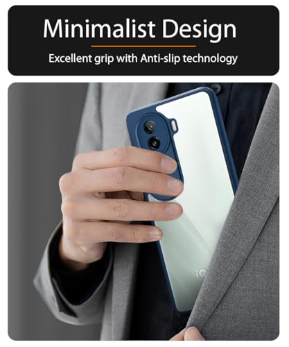 Image of WOW IMAGINE Shockproof Hybrid Back Cover for iQOO Z9s 5G | Vivo V40e 5G | Hard Slim fit Back Case | PC & TPU | Clear Transparent Case - Blue