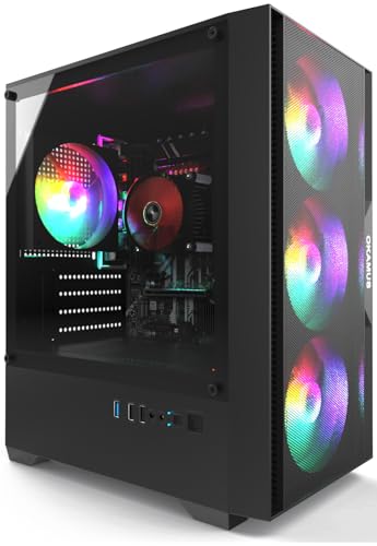 OKAMUS Gaming PC, i5 CPU Up to 3.6GHz, Integrated Graphics, 256 GB M.2, 8 GB RAM Pre-Built Computer, RGB Fans x 4, Win 11 Home，WiFi 6 + BT 5.3, 550W PSU (i5 CPU+256GB+8GB)
