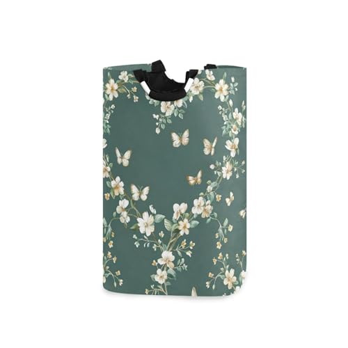 Jihqo Laundry Hamper Basket Heart-shaped Floral Collapsible Nursery Storage Bin Waterproof Clothing Baskets for Home Bedroom Bathroom Washing Room