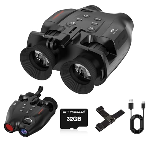 Gafas de Visión Nocturna, Binoculares de Visión Nocturna para Adultos, Gafas de Visión Nocturna Recargables por USB con Tarjeta TF de 32GB para Fotos y Videos, Caza al Aire Libre