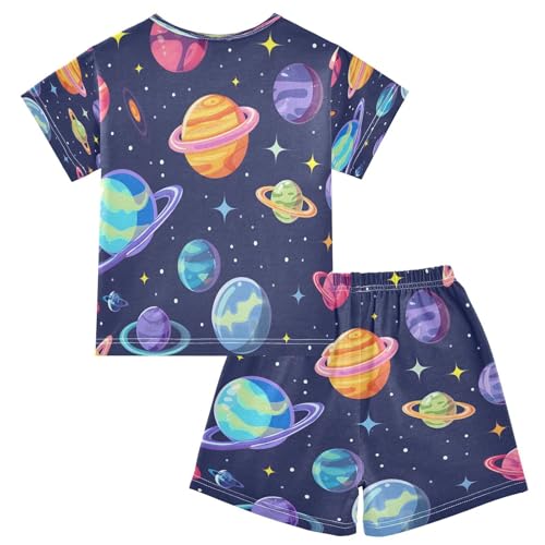 senya Short Sleeve Pajamas Sets Summer Cotton Sleepwear Cosmic Planet2