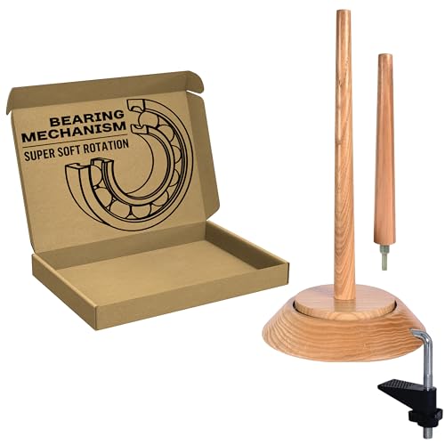 Image of BARVA Yarn Holder Set 22 Lb Capacity for Chunky Yarn w /Extra Spindle | Table Clamp for Max Stability | Bearing Spinner & Big Rubber Anti Slip Pads | European Crochet Accessories Fiber Crafts Pro Tools