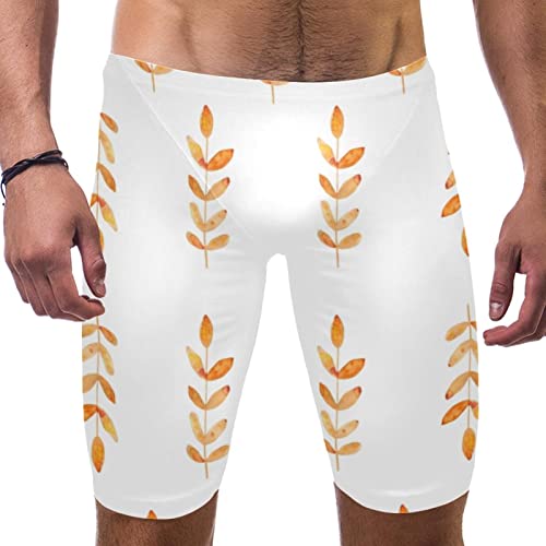 Maillot de bain long homme imprimé feuilles jaunes 3XL pour l'été