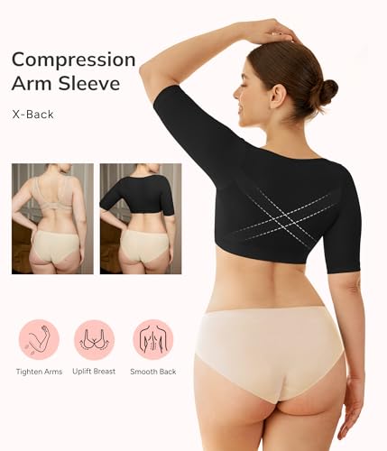LODAY Arm Compression Sleeves for Women Lipo Upper Arm Shaper Post Surgery Slimming Arm Sleeve3