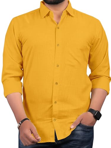 Image of Men Regular Fit Solid Spread Collar Casual Shirt