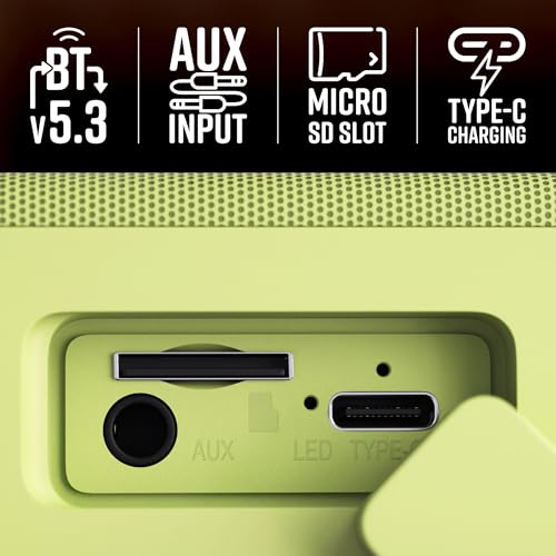 Image of ZEBRONICS Sonic POD S, Portable Bluetooth Speaker, 8 Watts, Upto 7h Backup, Passive Radiator, Call Function, Bluetooth v5.3 | mSD | AUX, TWS, with Carry Loop (Green)