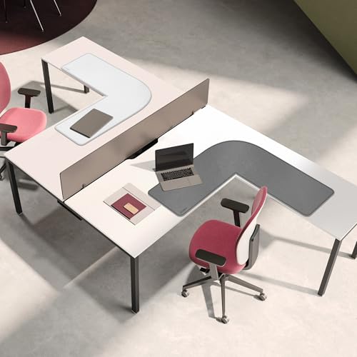chihein l-shaped desk pad corner desk mat 492 492 x 157 computer office mouse pad writing table pad for home office - graywhite